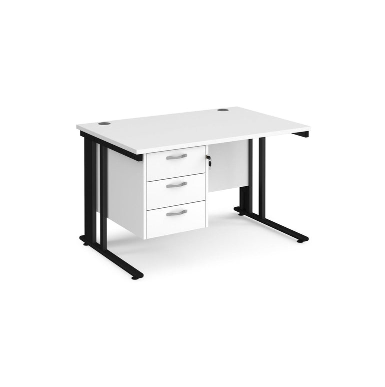 Maestro 25 cable managed leg straight desk 800 deep with 3 drawer pedestal - Office Products Online