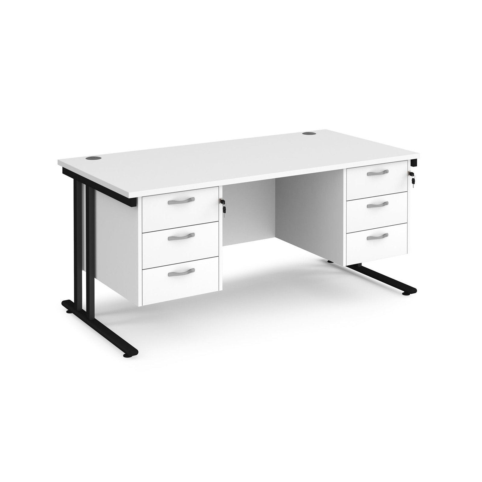 Maestro 25 cantileer leg straight desk 800 deep with two x 3 drawer pedestals - Office Products Online