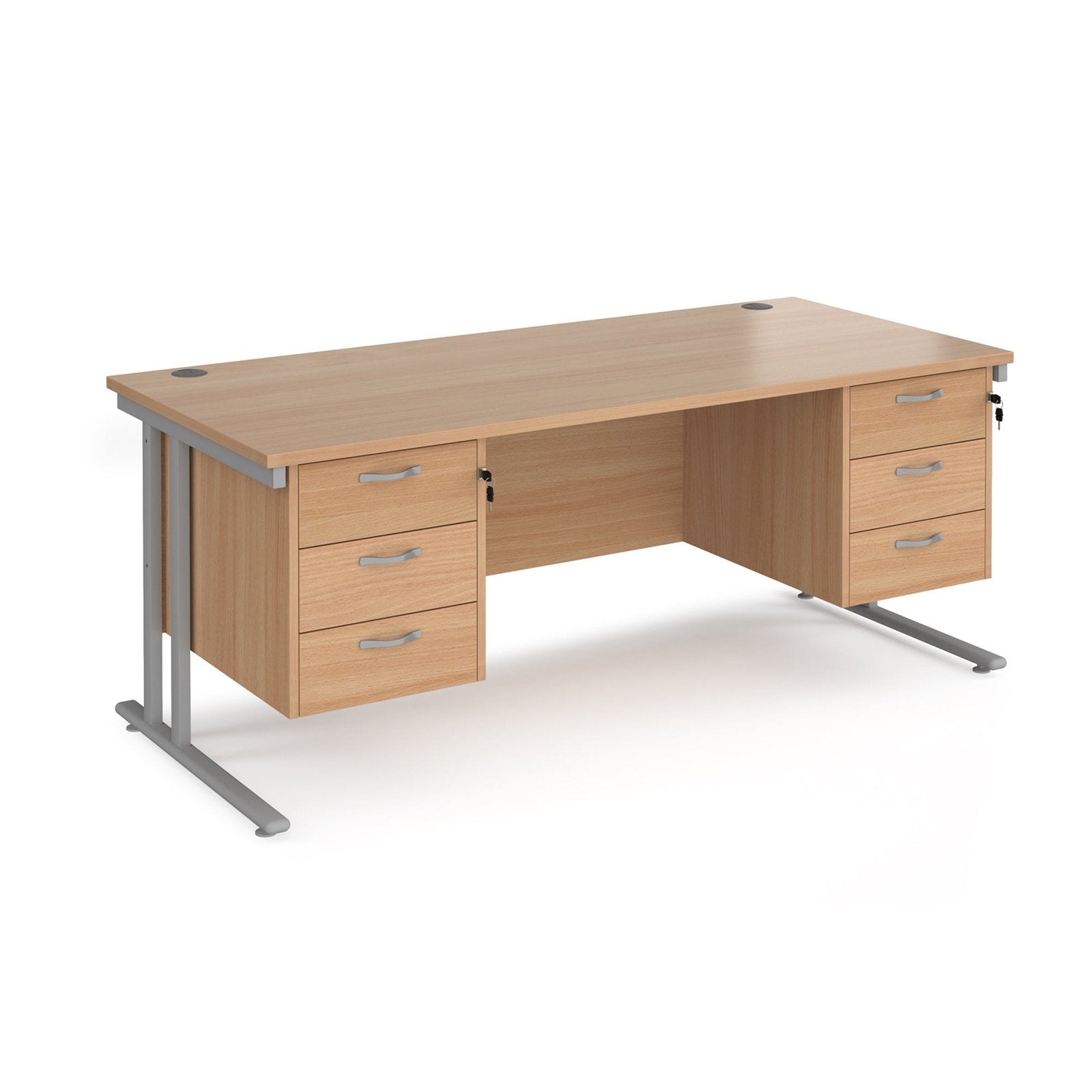 Maestro 25 cantileer leg straight desk 800 deep with two x 3 drawer pedestals - Office Products Online