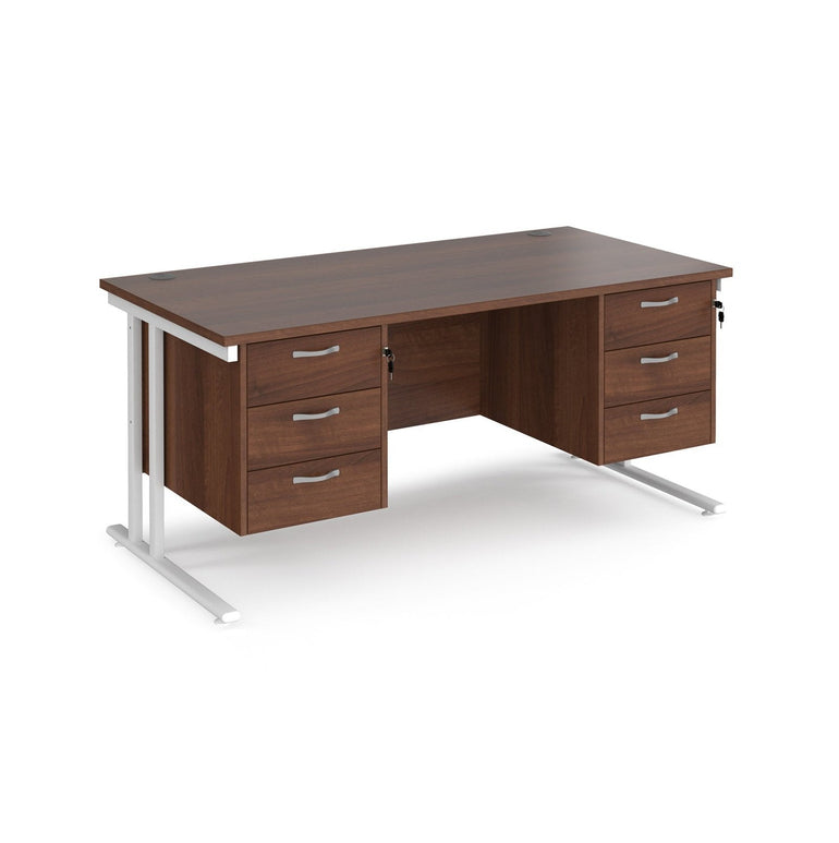 Maestro 25 cantileer leg straight desk 800 deep with two x 3 drawer pedestals - Office Products Online