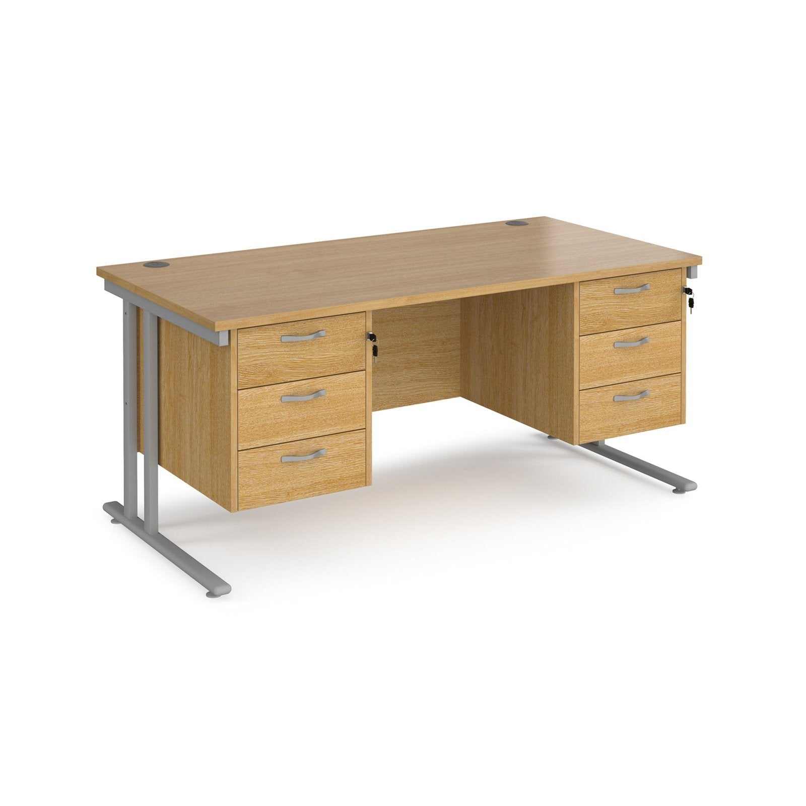 Maestro 25 cantileer leg straight desk 800 deep with two x 3 drawer pedestals - Office Products Online