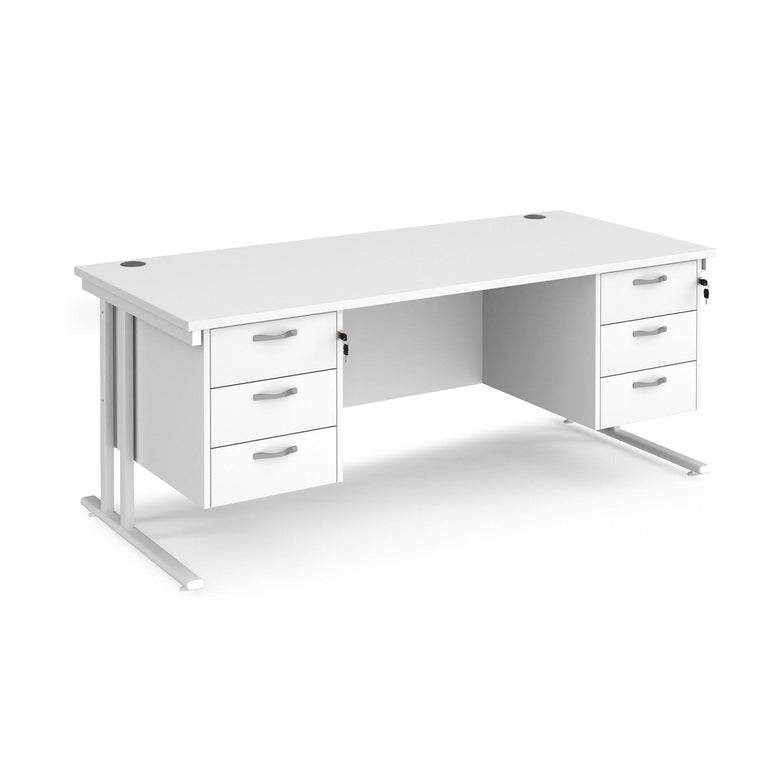 Maestro 25 cantileer leg straight desk 800 deep with two x 3 drawer pedestals - Office Products Online