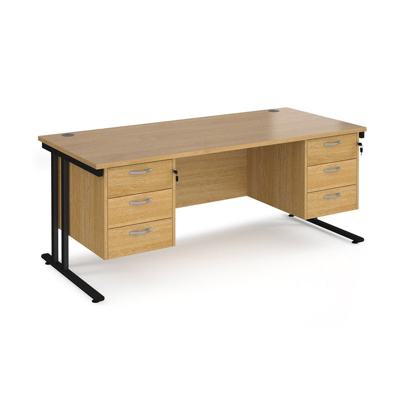 Maestro 25 cantileer leg straight desk 800 deep with two x 3 drawer pedestals - Office Products Online