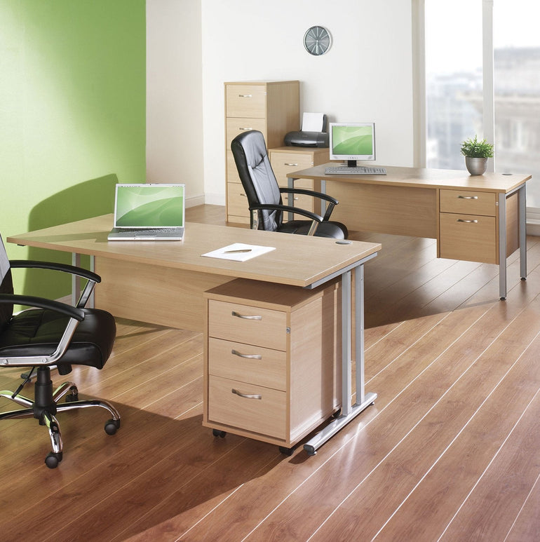 Maestro 25 cantileer leg straight desk 800 deep with two x 3 drawer pedestals - Office Products Online