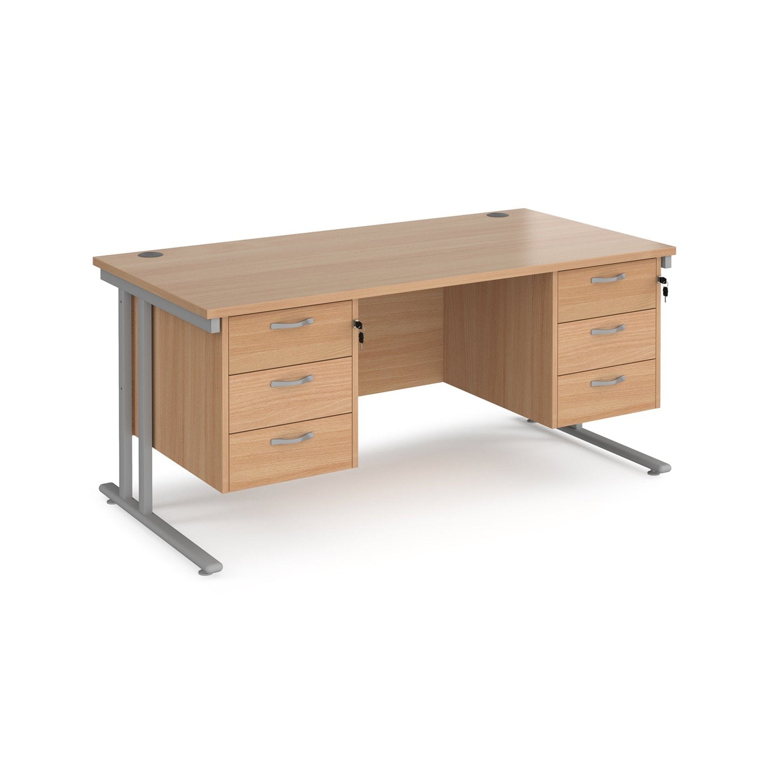 Maestro 25 cantileer leg straight desk 800 deep with two x 3 drawer pedestals - Office Products Online