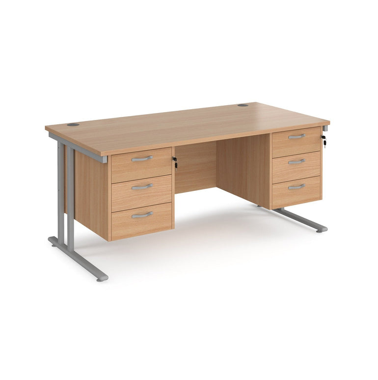 Maestro 25 cantileer leg straight desk 800 deep with two x 3 drawer pedestals - Office Products Online