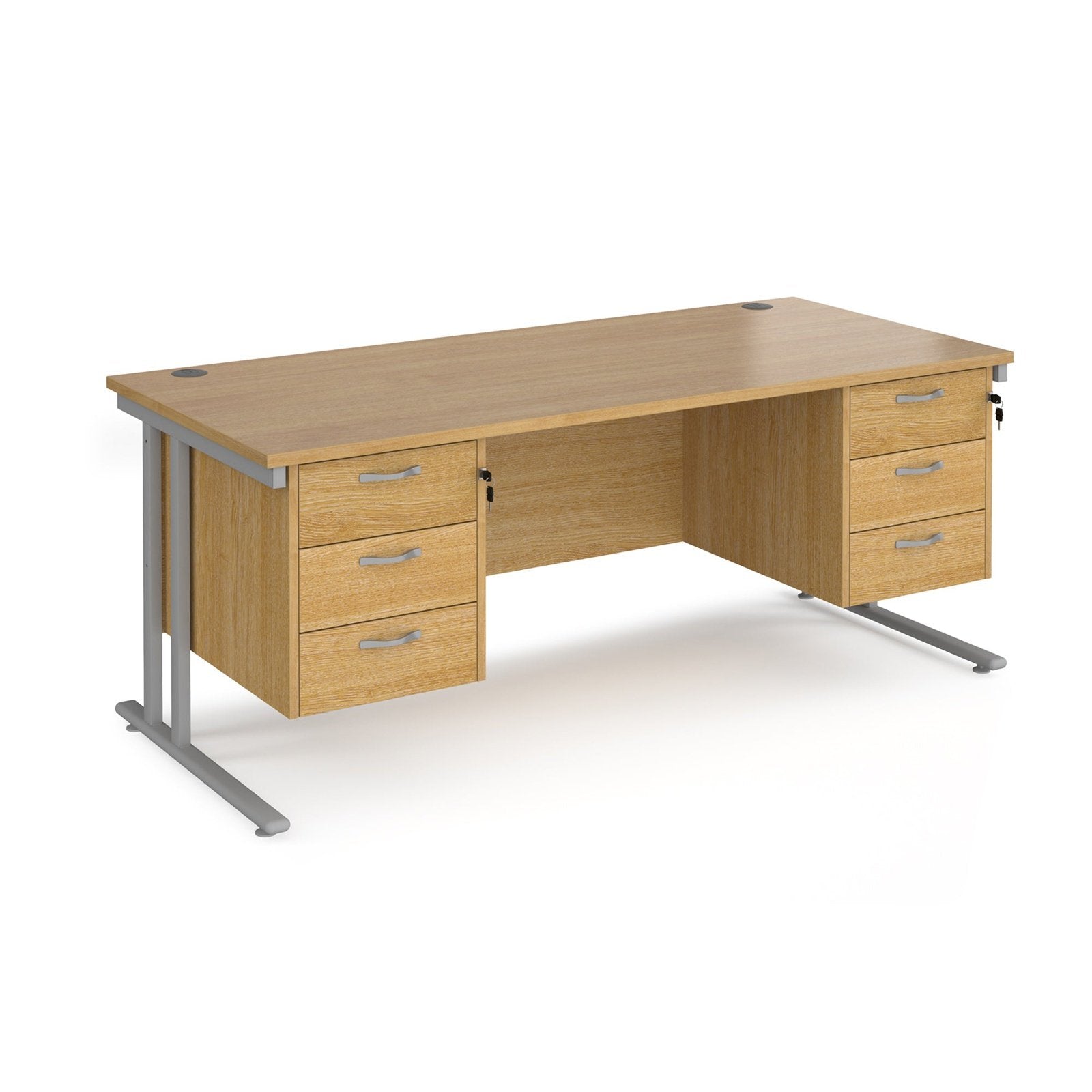 Maestro 25 cantileer leg straight desk 800 deep with two x 3 drawer pedestals - Office Products Online