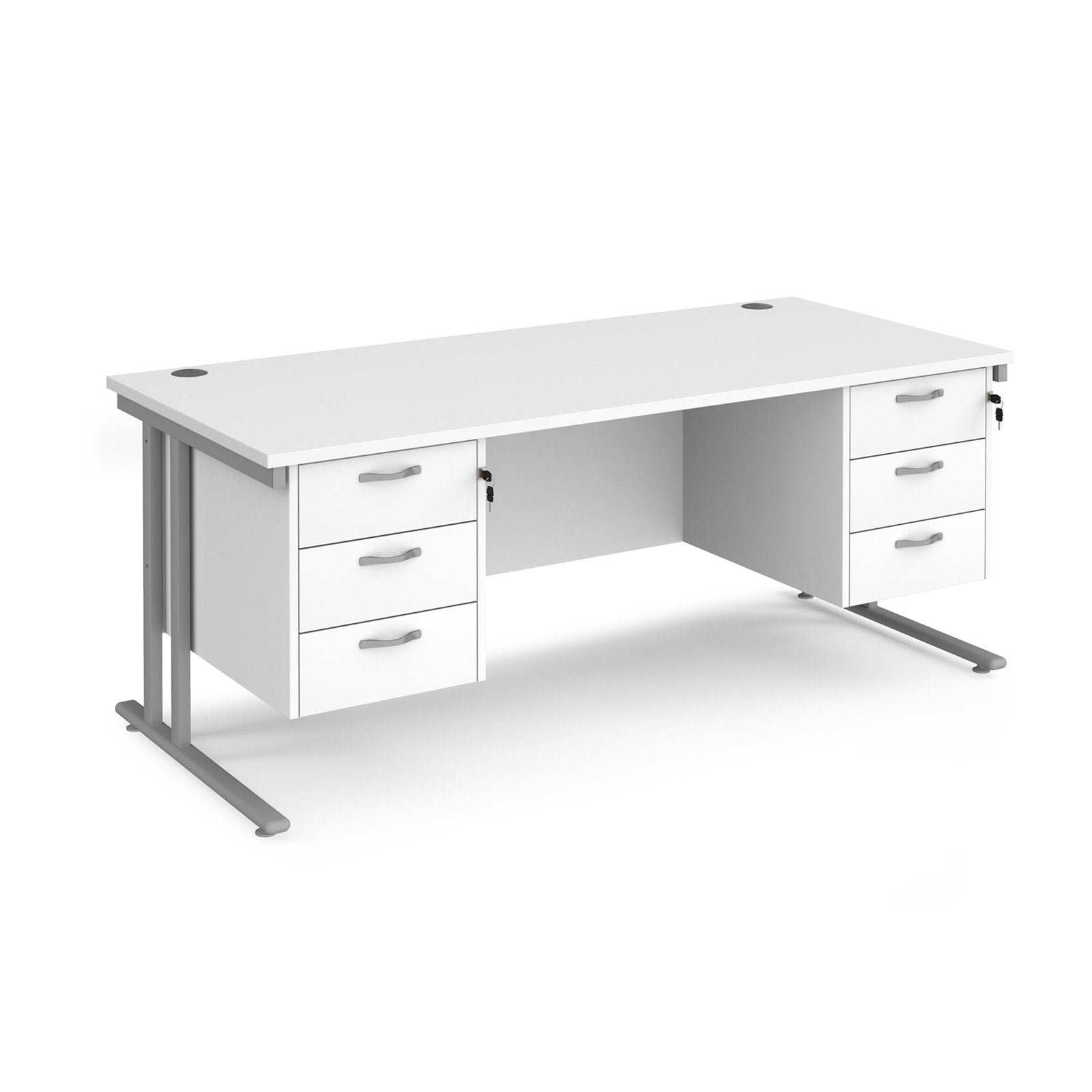 Maestro 25 cantileer leg straight desk 800 deep with two x 3 drawer pedestals - Office Products Online