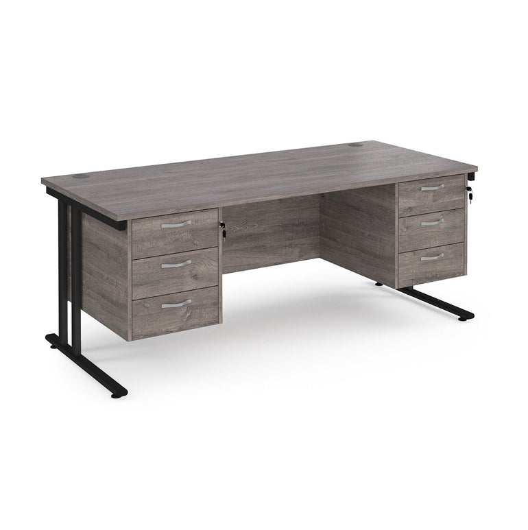 Maestro 25 cantileer leg straight desk 800 deep with two x 3 drawer pedestals - Office Products Online