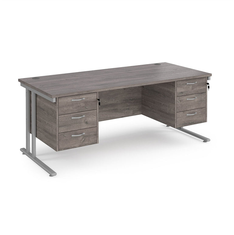 Maestro 25 cantileer leg straight desk 800 deep with two x 3 drawer pedestals - Office Products Online