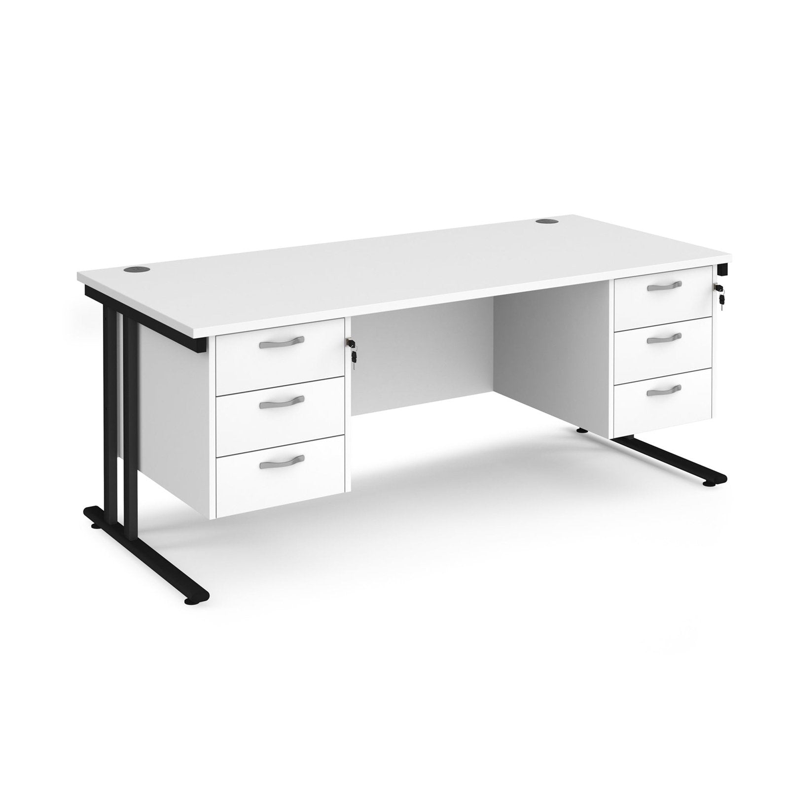 Maestro 25 cantileer leg straight desk 800 deep with two x 3 drawer pedestals - Office Products Online