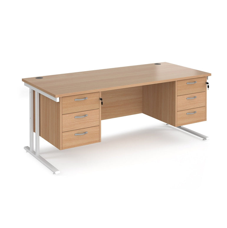 Maestro 25 cantileer leg straight desk 800 deep with two x 3 drawer pedestals - Office Products Online