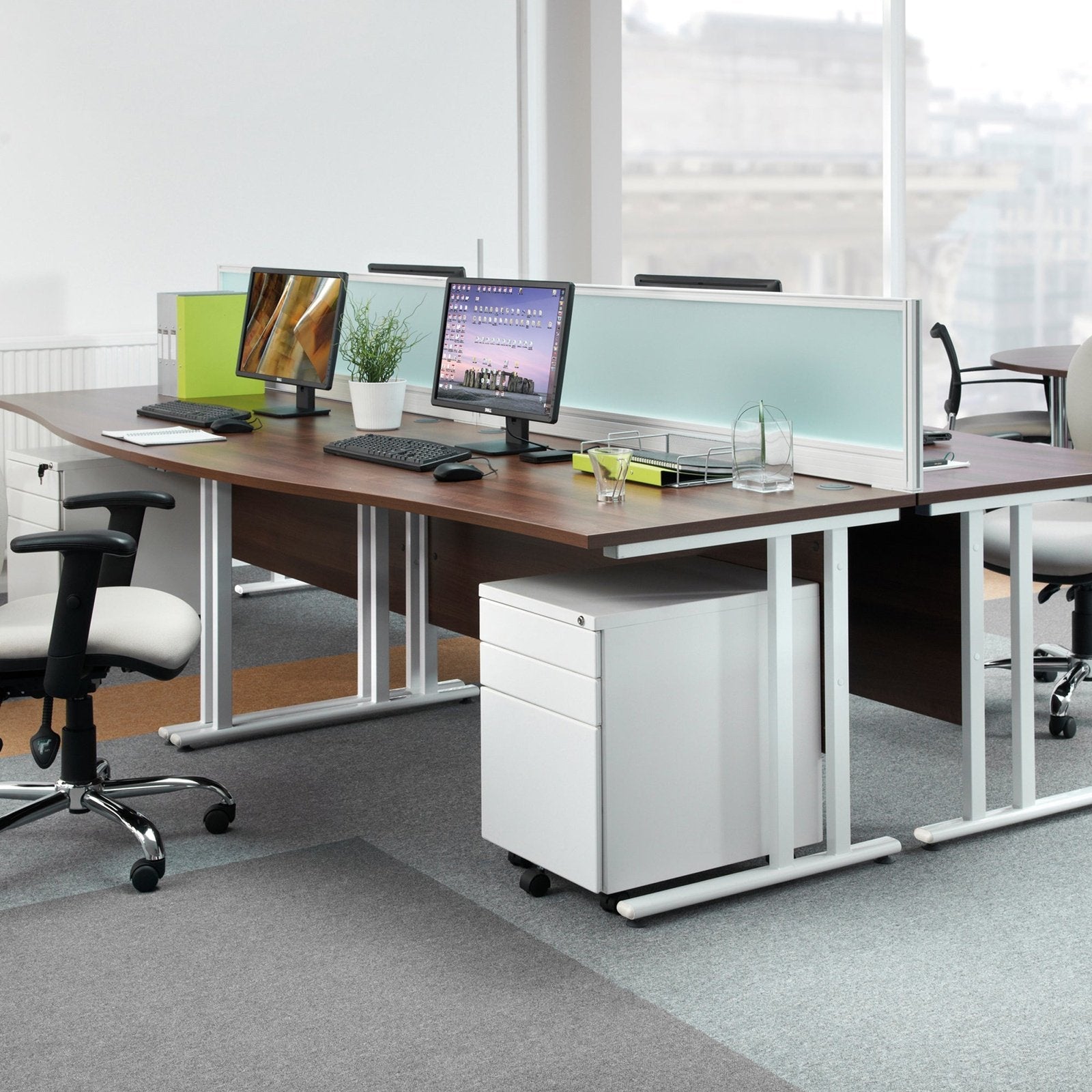 Maestro 25 cantileer leg straight desk 800 deep with two x 3 drawer pedestals - Office Products Online