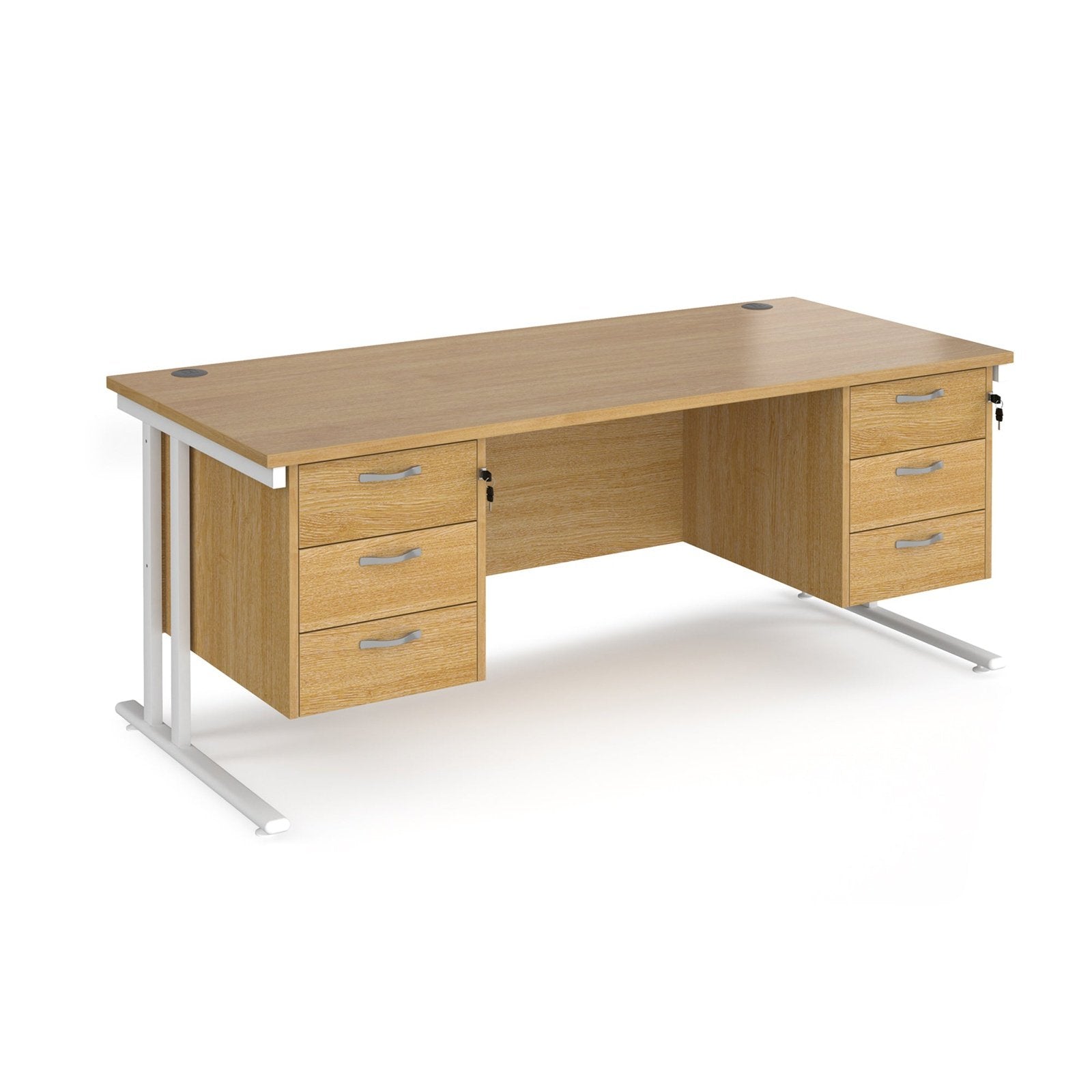 Maestro 25 cantileer leg straight desk 800 deep with two x 3 drawer pedestals - Office Products Online