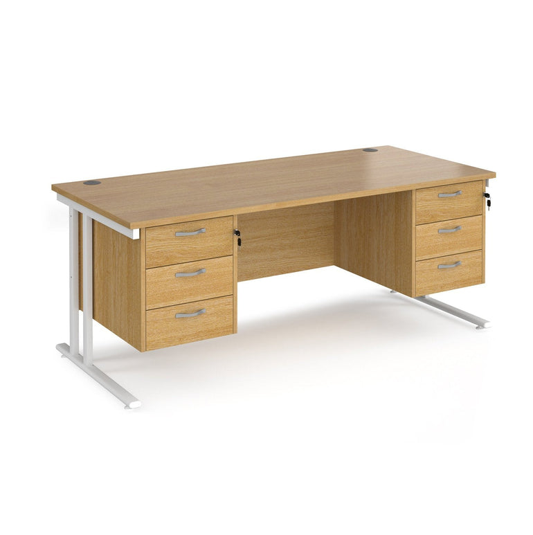 Maestro 25 cantileer leg straight desk 800 deep with two x 3 drawer pedestals - Office Products Online