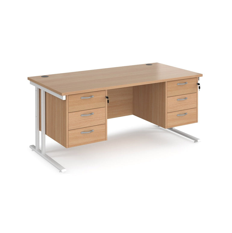 Maestro 25 cantileer leg straight desk 800 deep with two x 3 drawer pedestals - Office Products Online