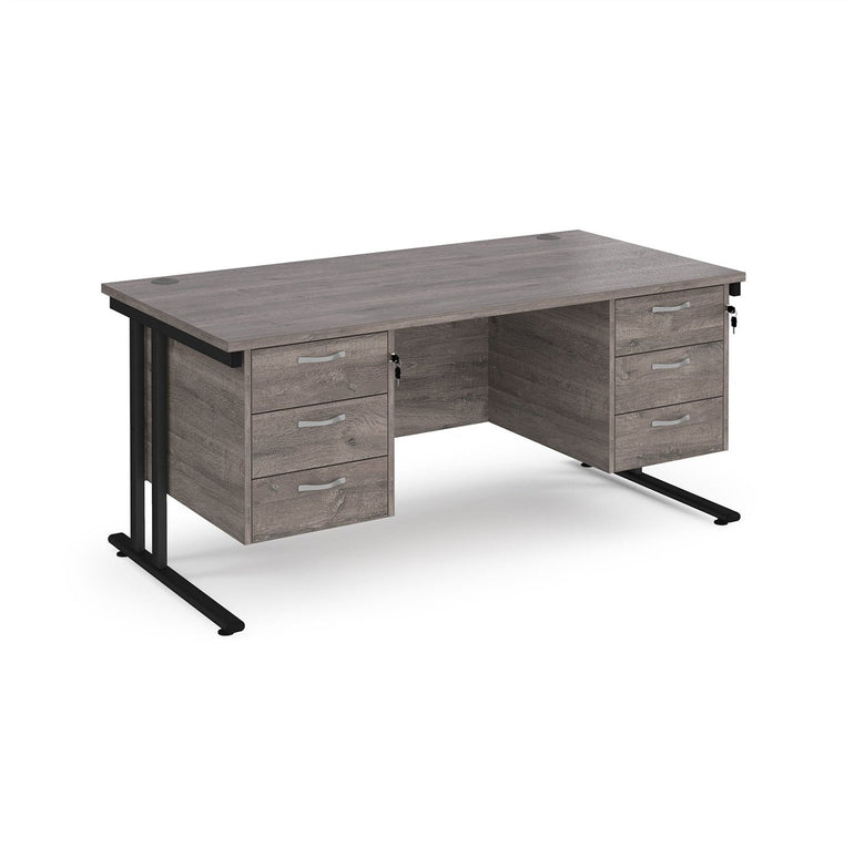 Maestro 25 cantileer leg straight desk 800 deep with two x 3 drawer pedestals - Office Products Online