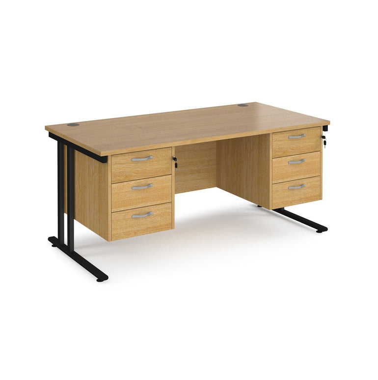 Maestro 25 cantileer leg straight desk 800 deep with two x 3 drawer pedestals - Office Products Online