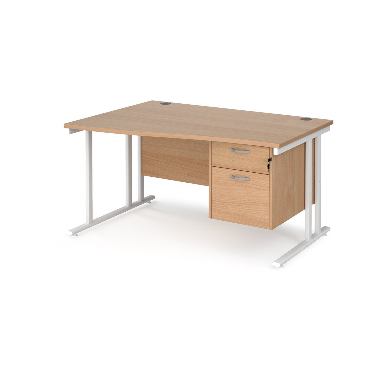 Maestro 25 cantilever leg left hand wave desk with 2 drawer pedestal - Office Products Online