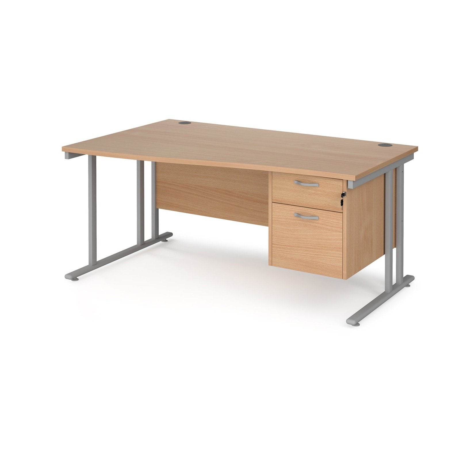 Maestro 25 cantilever leg left hand wave desk with 2 drawer pedestal - Office Products Online