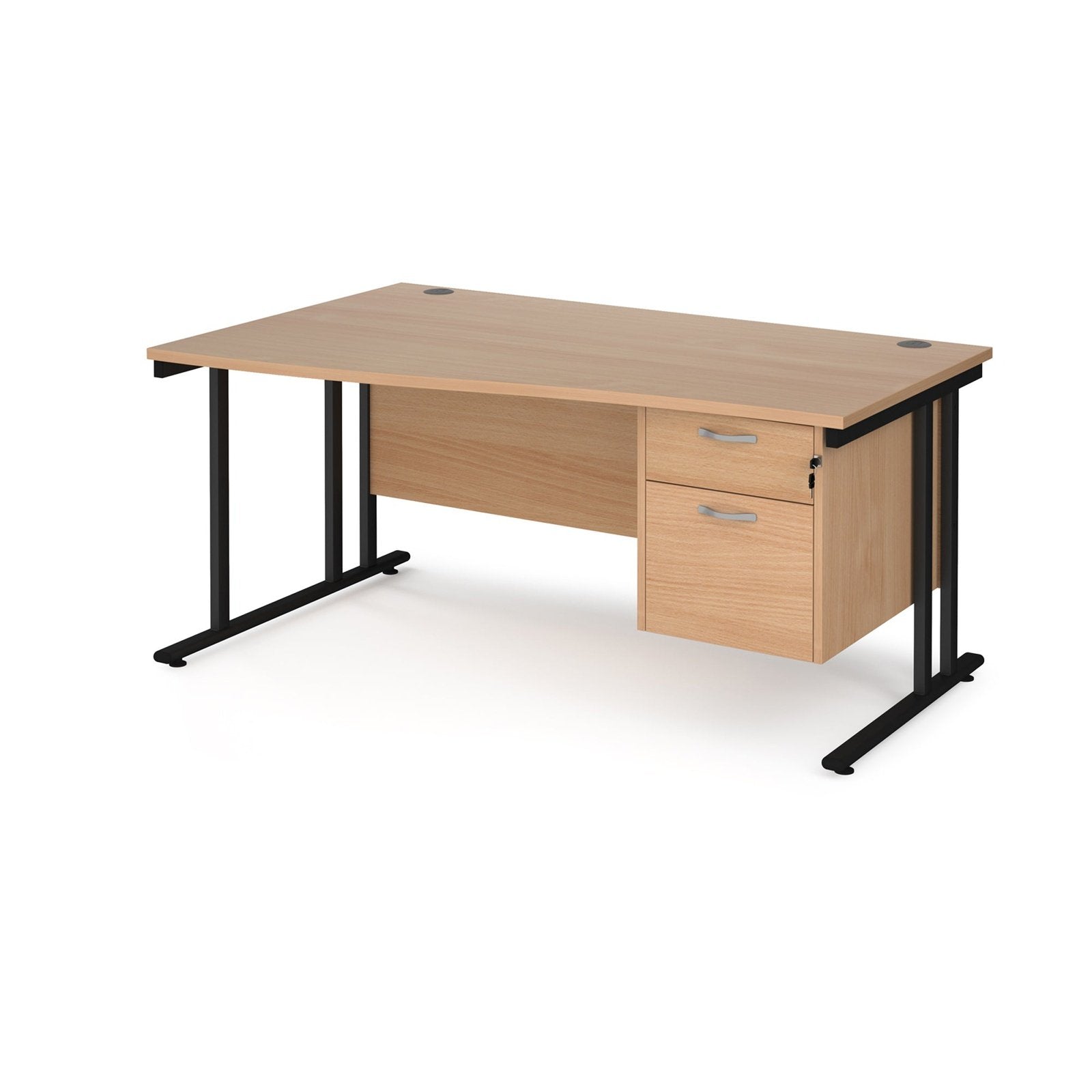 Maestro 25 cantilever leg left hand wave desk with 2 drawer pedestal - Office Products Online