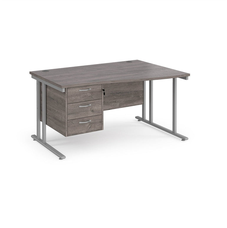 Maestro 25 cantilever leg right hand wave desk with 3 drawer pedestal - Office Products Online