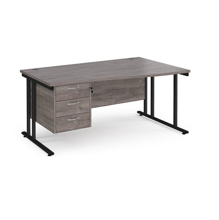 Maestro 25 cantilever leg right hand wave desk with 3 drawer pedestal - Office Products Online