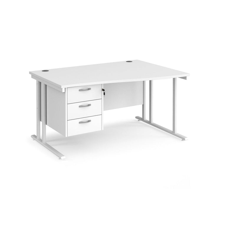 Maestro 25 cantilever leg right hand wave desk with 3 drawer pedestal - Office Products Online