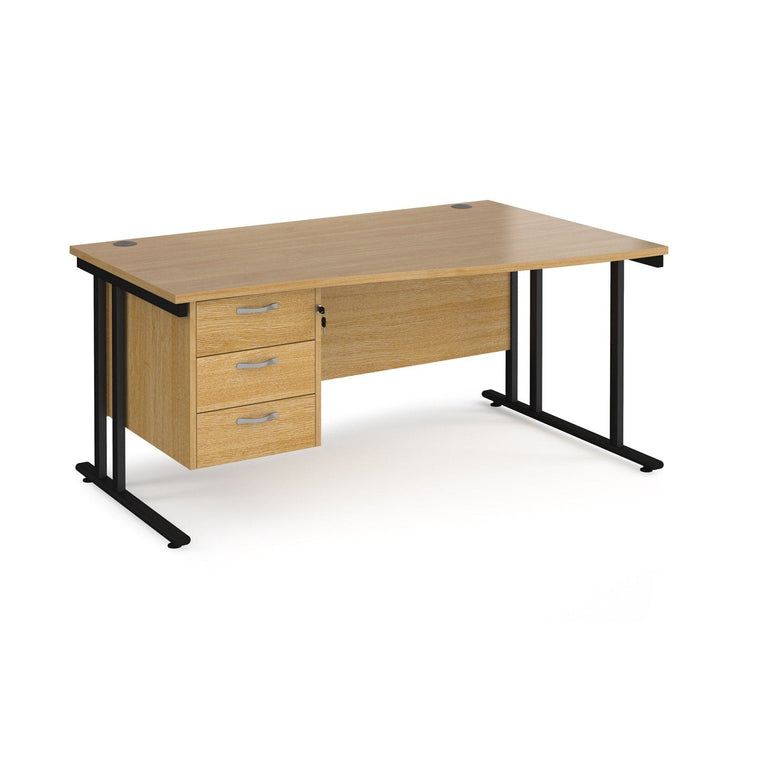 Maestro 25 cantilever leg right hand wave desk with 3 drawer pedestal - Office Products Online