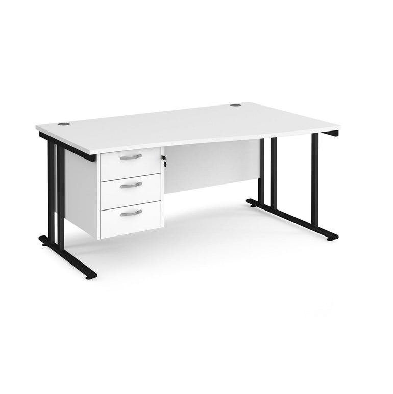 Maestro 25 cantilever leg right hand wave desk with 3 drawer pedestal - Office Products Online