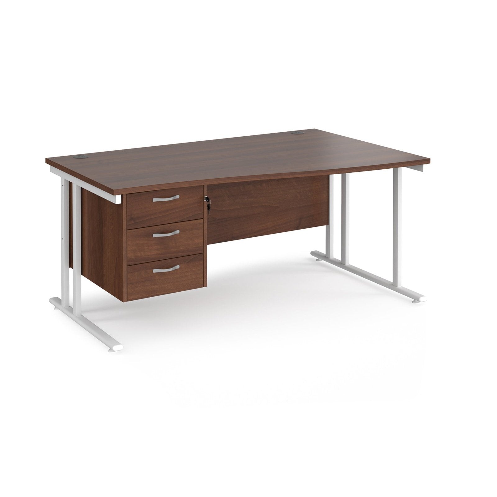 Maestro 25 cantilever leg right hand wave desk with 3 drawer pedestal - Office Products Online