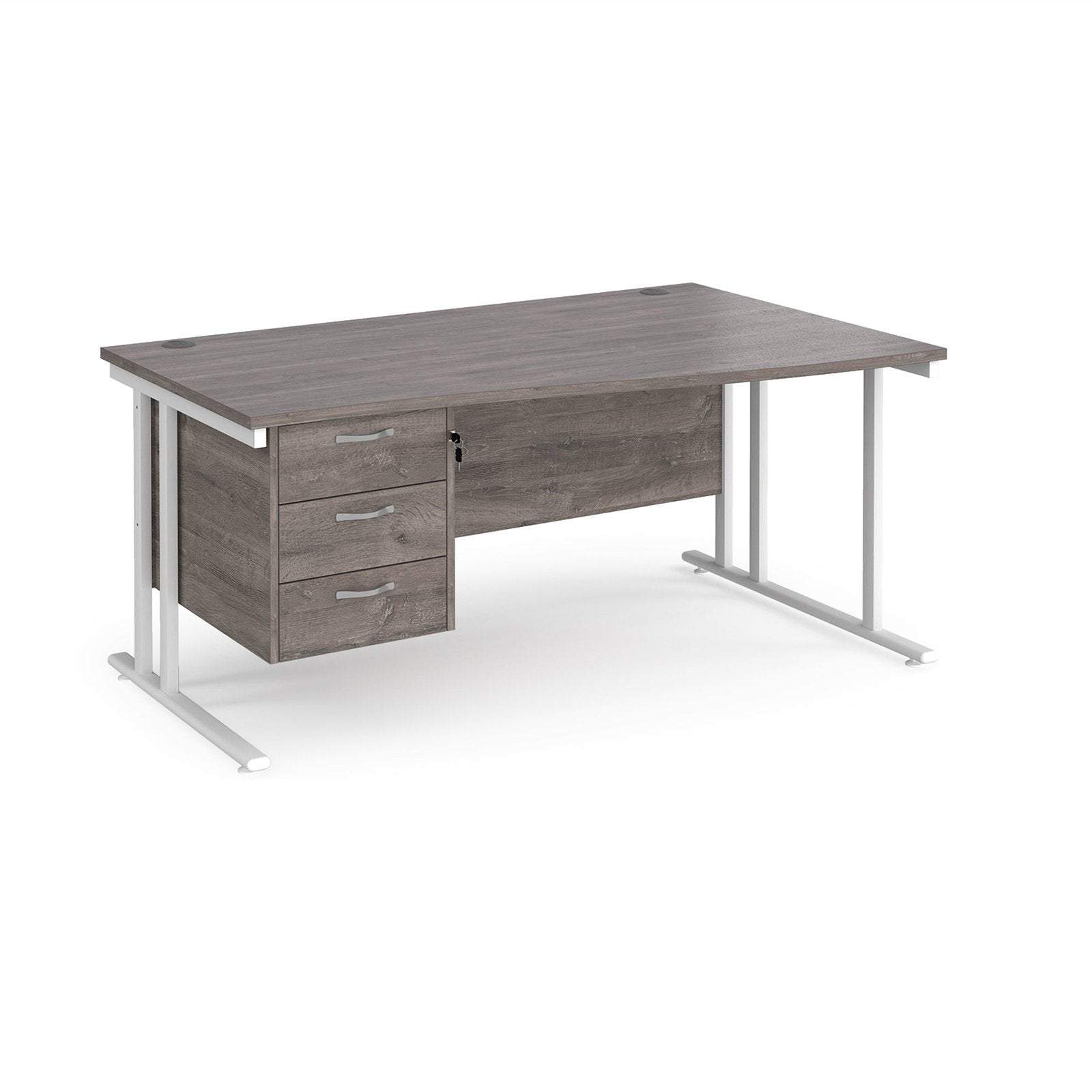 Maestro 25 cantilever leg right hand wave desk with 3 drawer pedestal - Office Products Online