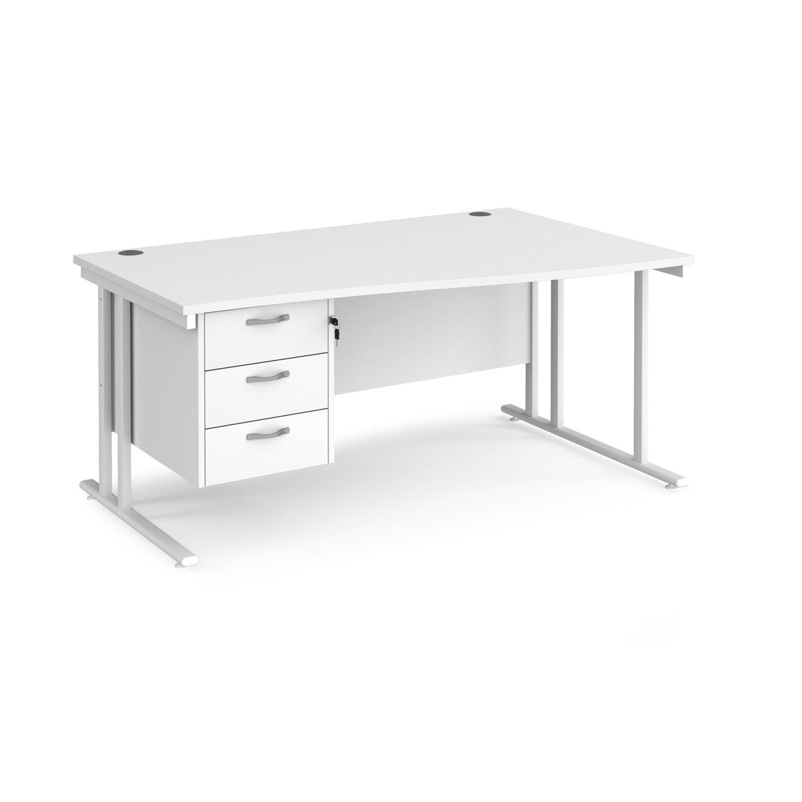 Maestro 25 cantilever leg right hand wave desk with 3 drawer pedestal - Office Products Online