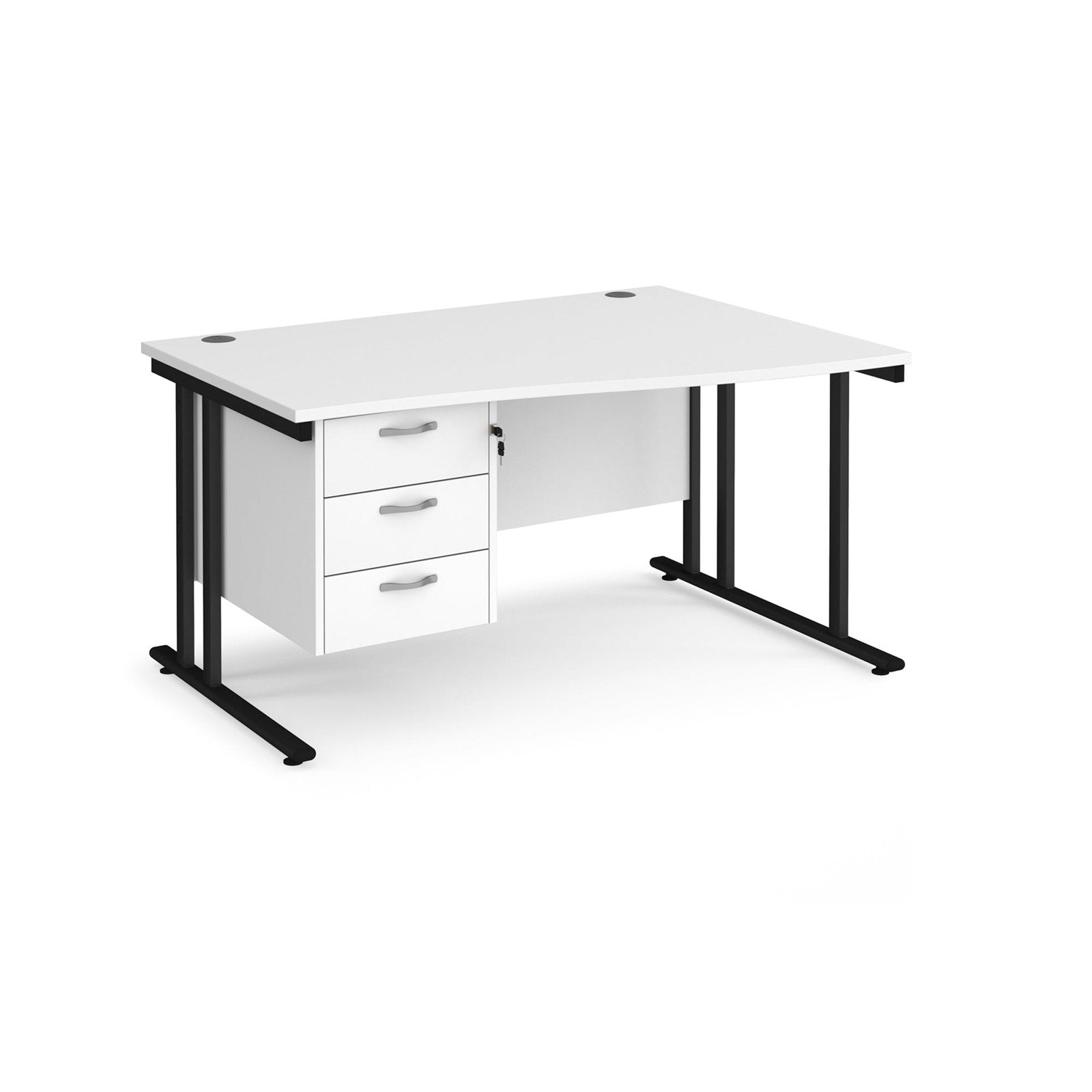 Maestro 25 cantilever leg right hand wave desk with 3 drawer pedestal - Office Products Online