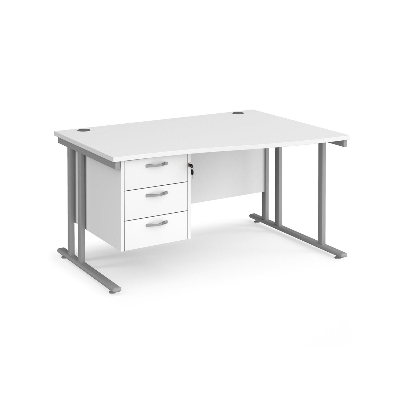 Maestro 25 cantilever leg right hand wave desk with 3 drawer pedestal - Office Products Online