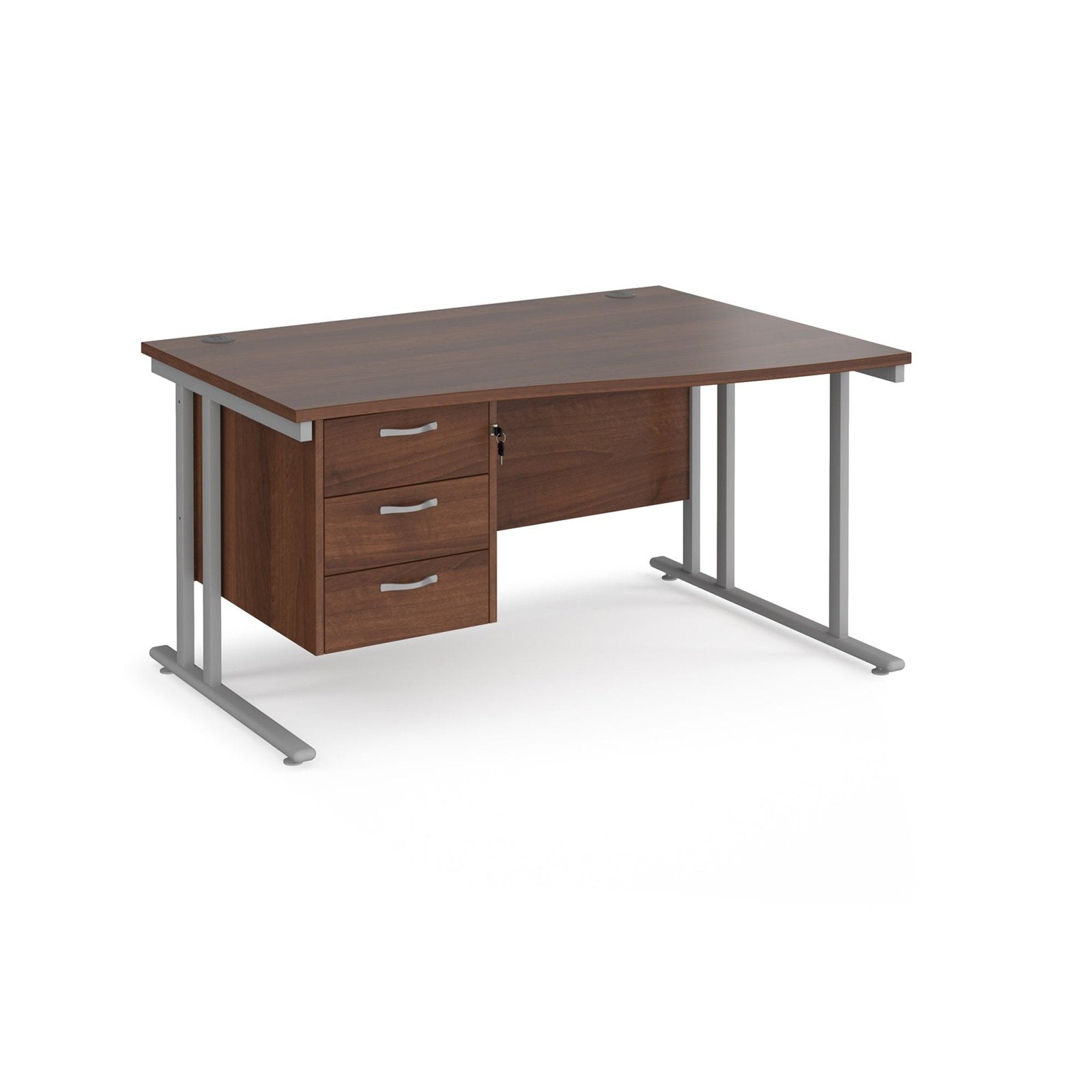 Maestro 25 cantilever leg right hand wave desk with 3 drawer pedestal - Office Products Online