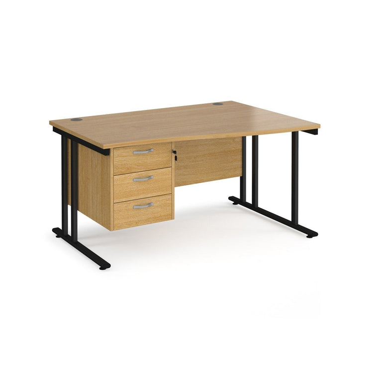 Maestro 25 cantilever leg right hand wave desk with 3 drawer pedestal - Office Products Online