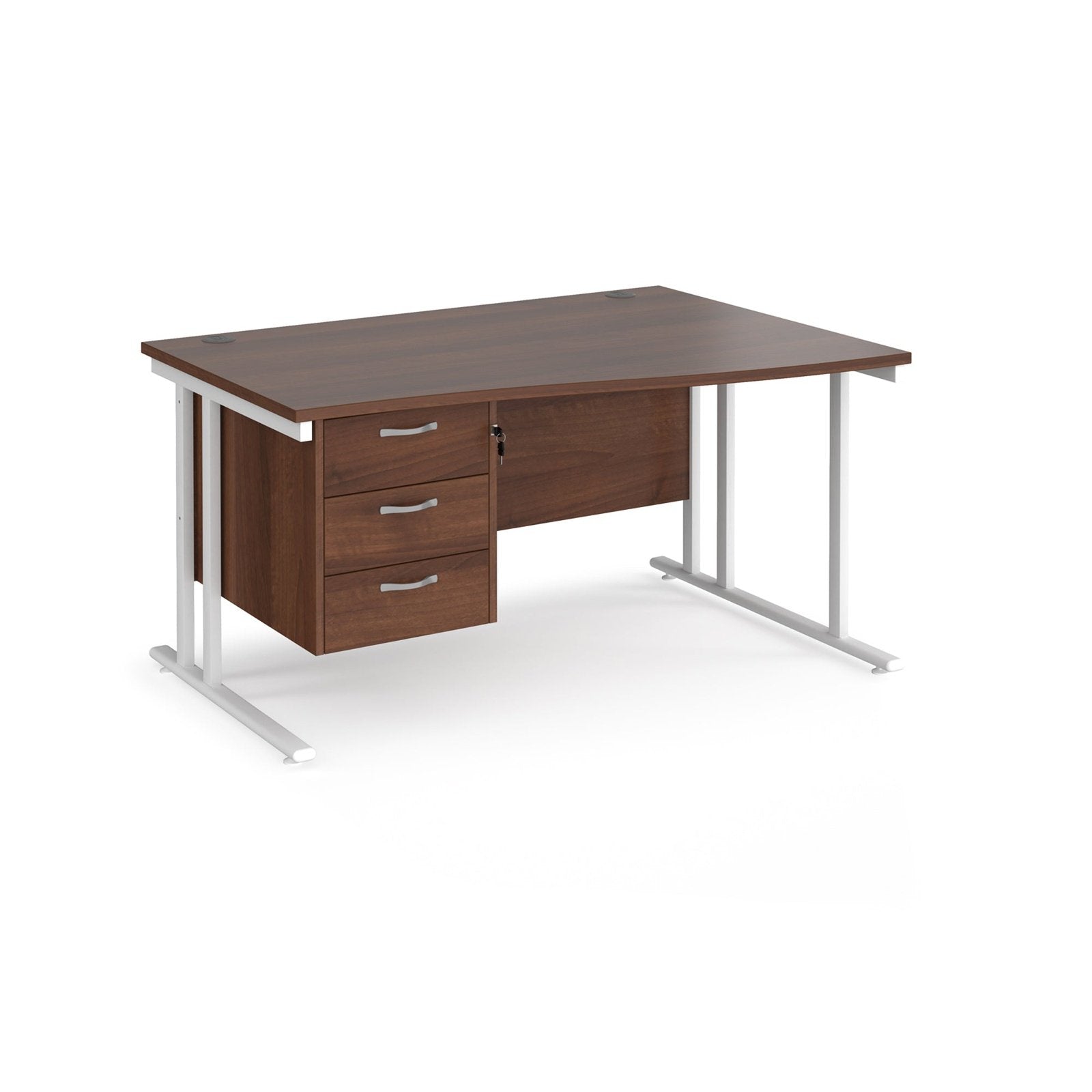 Maestro 25 cantilever leg right hand wave desk with 3 drawer pedestal - Office Products Online