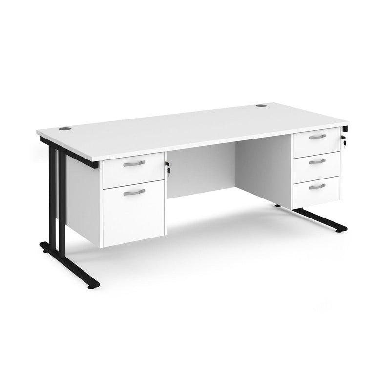 Maestro 25 cantilever leg straight desk 800 deep with 2 and 3 drawer pedestals - Office Products Online