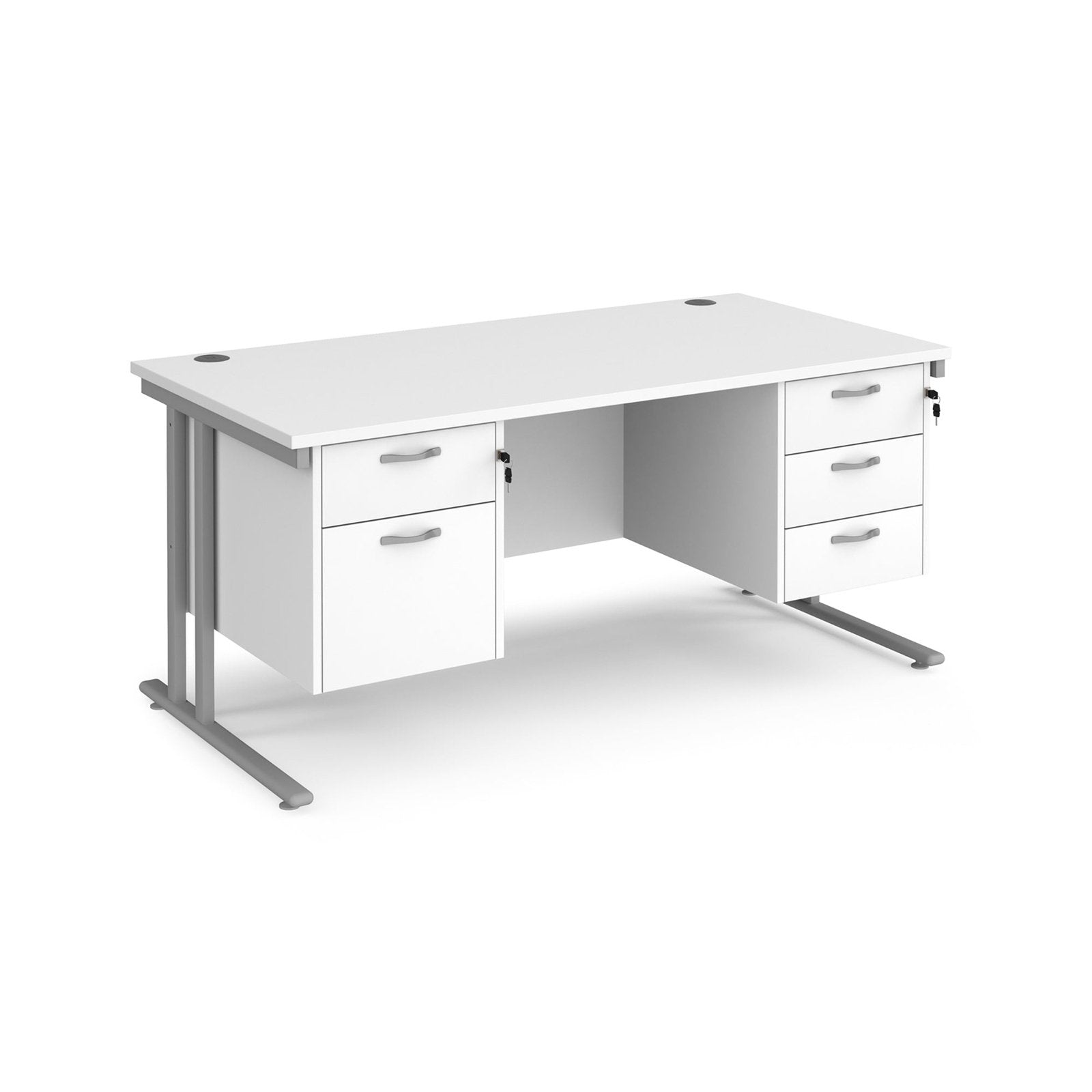 Maestro 25 cantilever leg straight desk 800 deep with 2 and 3 drawer pedestals - Office Products Online