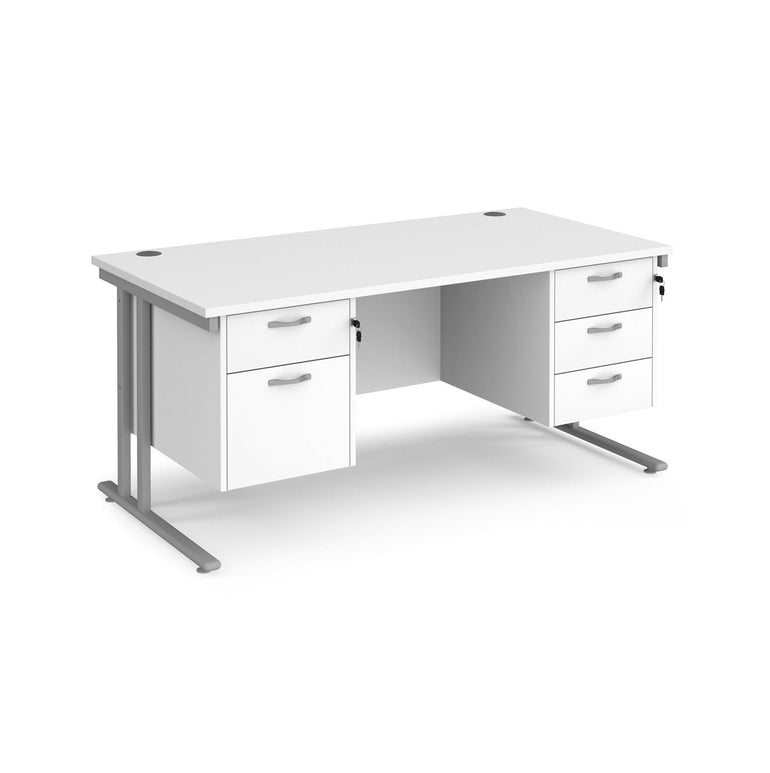 Maestro 25 cantilever leg straight desk 800 deep with 2 and 3 drawer pedestals - Office Products Online