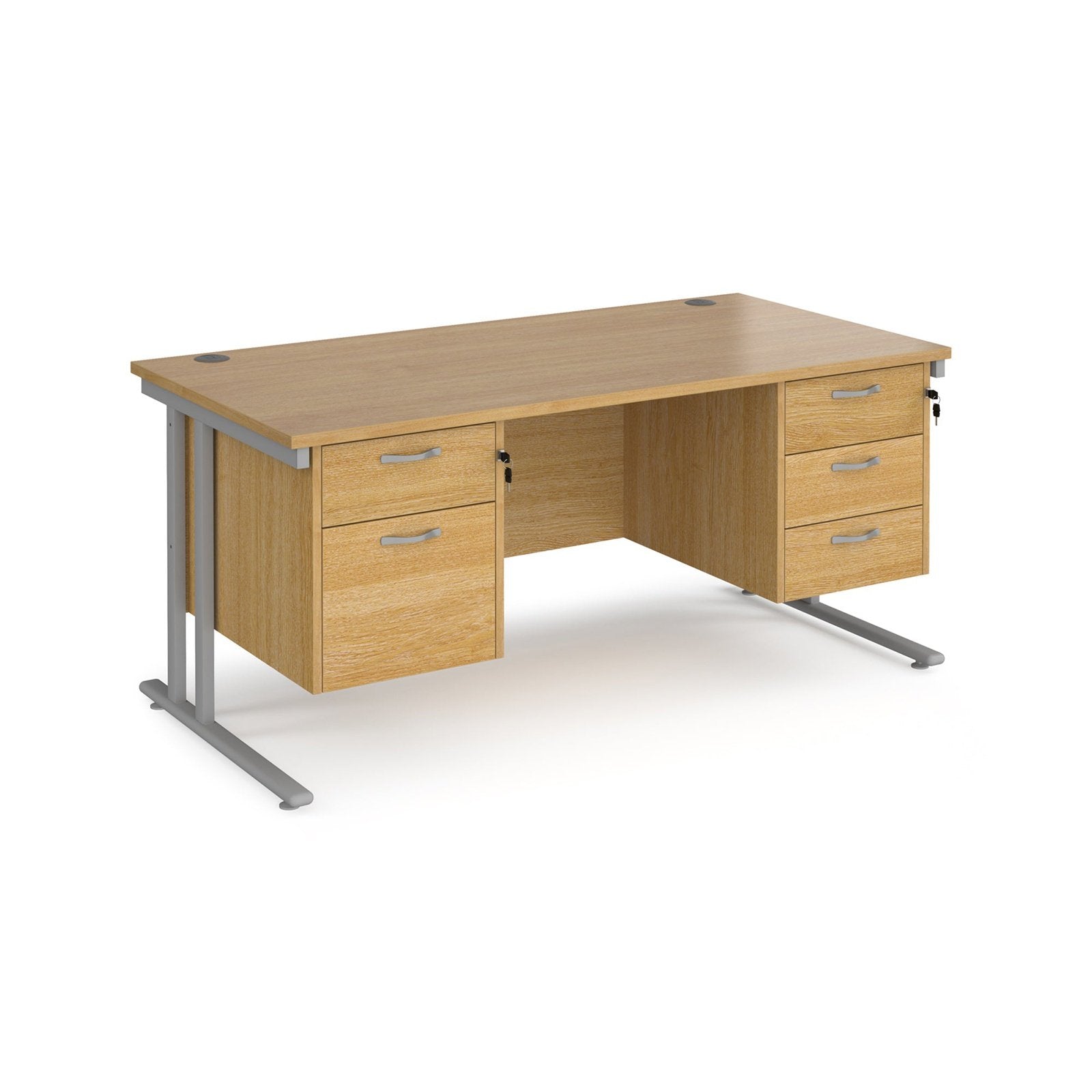 Maestro 25 cantilever leg straight desk 800 deep with 2 and 3 drawer pedestals - Office Products Online