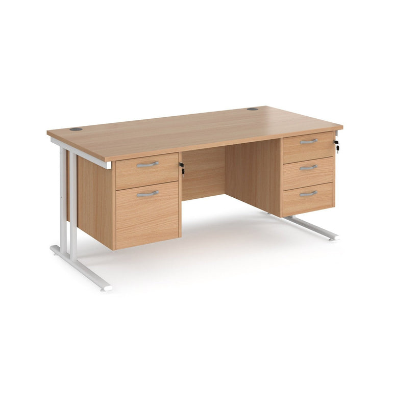 Maestro 25 cantilever leg straight desk 800 deep with 2 and 3 drawer pedestals - Office Products Online