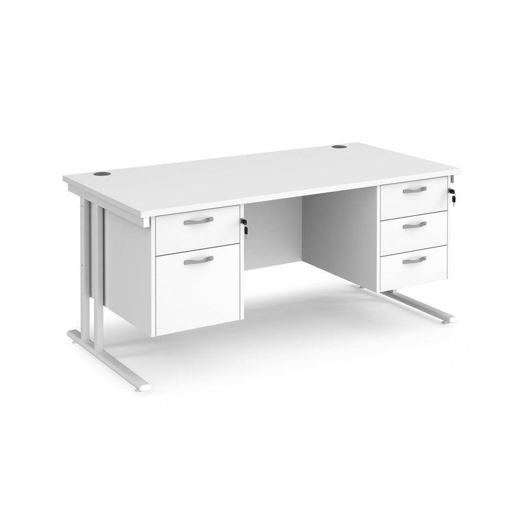 Maestro 25 cantilever leg straight desk 800 deep with 2 and 3 drawer pedestals - Office Products Online