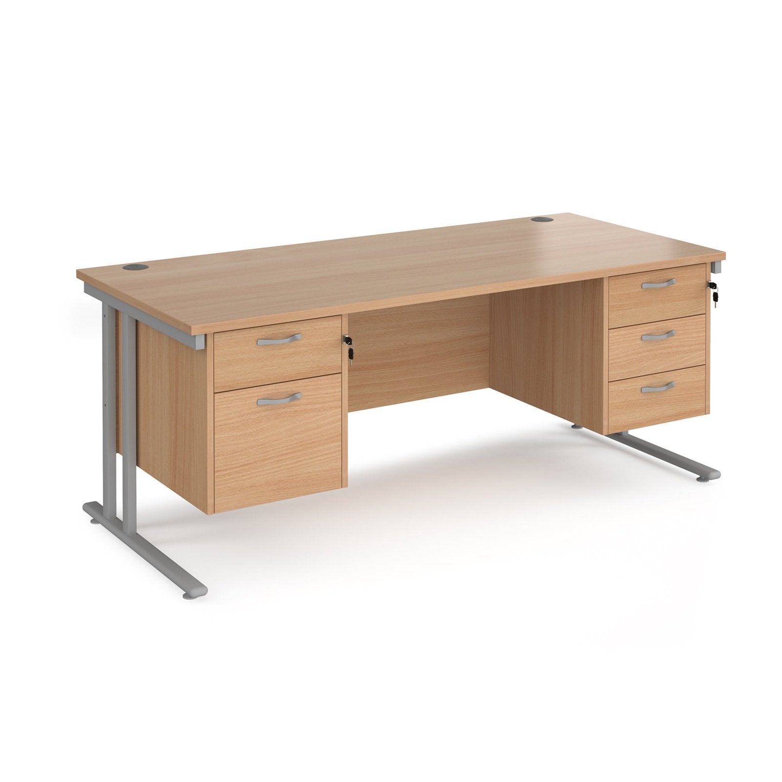 Maestro 25 cantilever leg straight desk 800 deep with 2 and 3 drawer pedestals - Office Products Online