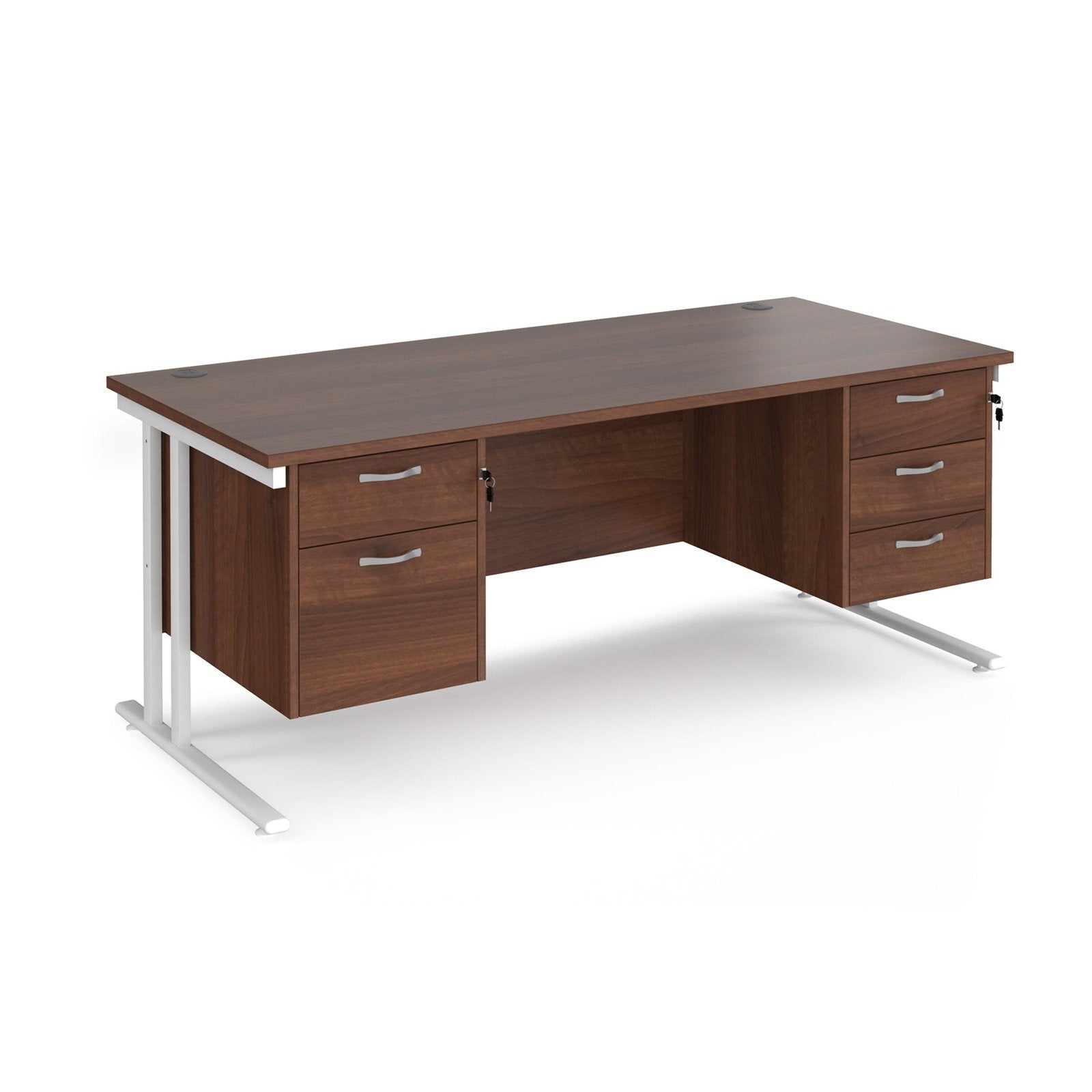 Maestro 25 cantilever leg straight desk 800 deep with 2 and 3 drawer pedestals - Office Products Online