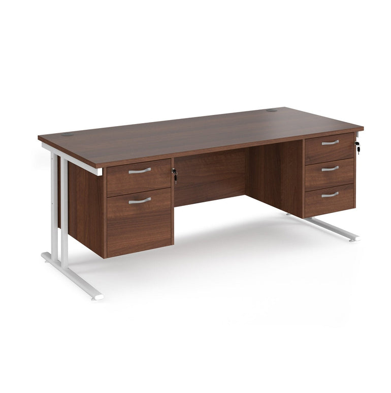 Maestro 25 cantilever leg straight desk 800 deep with 2 and 3 drawer pedestals - Office Products Online