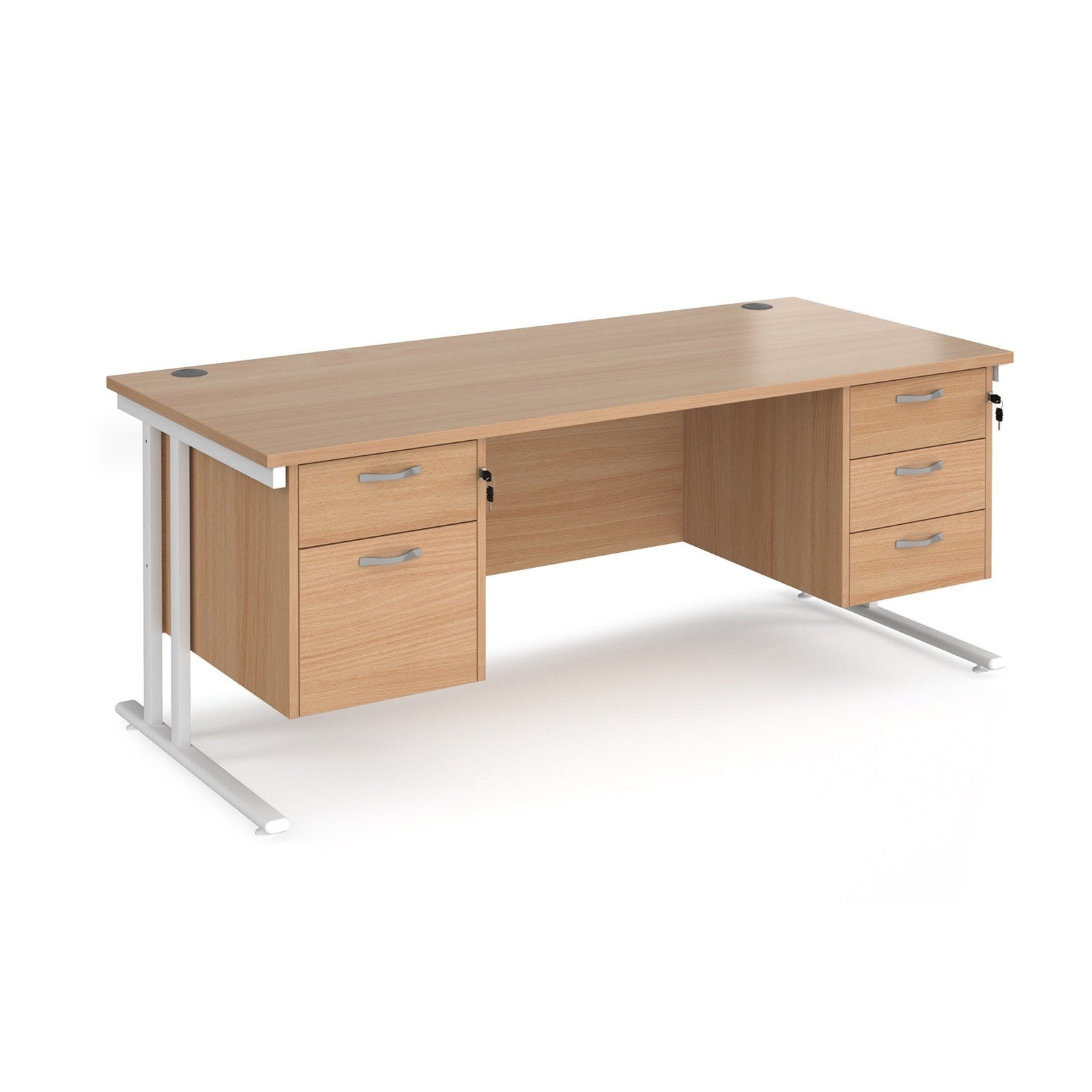 Maestro 25 cantilever leg straight desk 800 deep with 2 and 3 drawer pedestals - Office Products Online