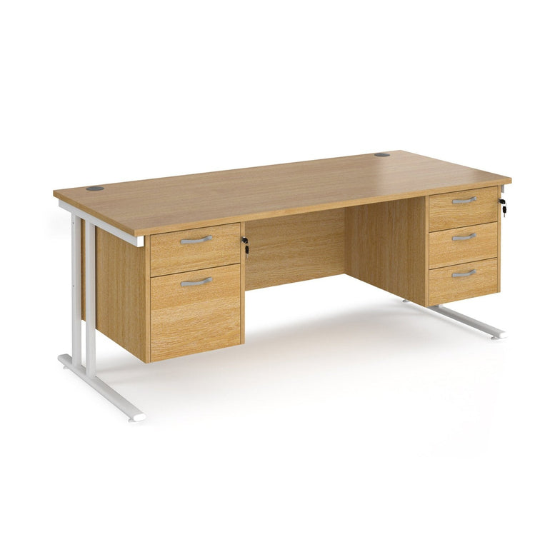 Maestro 25 cantilever leg straight desk 800 deep with 2 and 3 drawer pedestals - Office Products Online