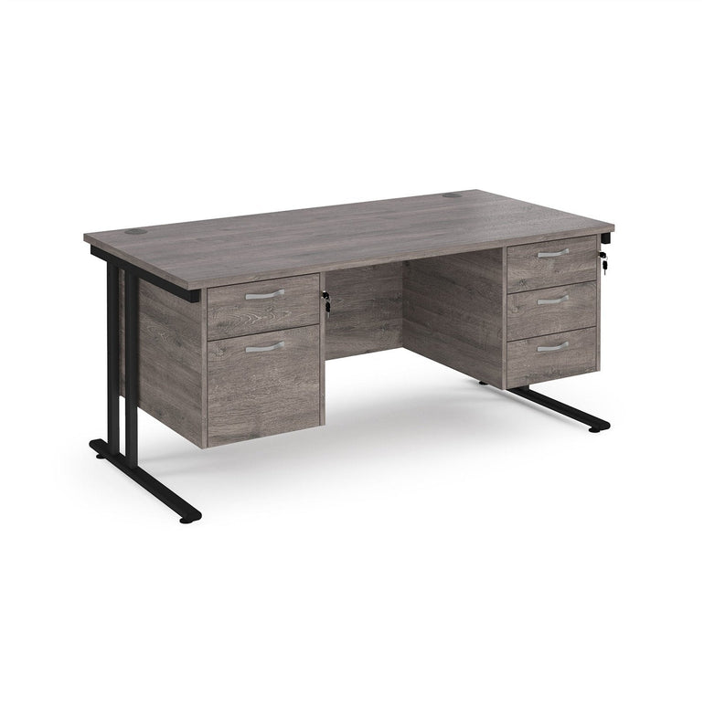 Maestro 25 cantilever leg straight desk 800 deep with 2 and 3 drawer pedestals - Office Products Online